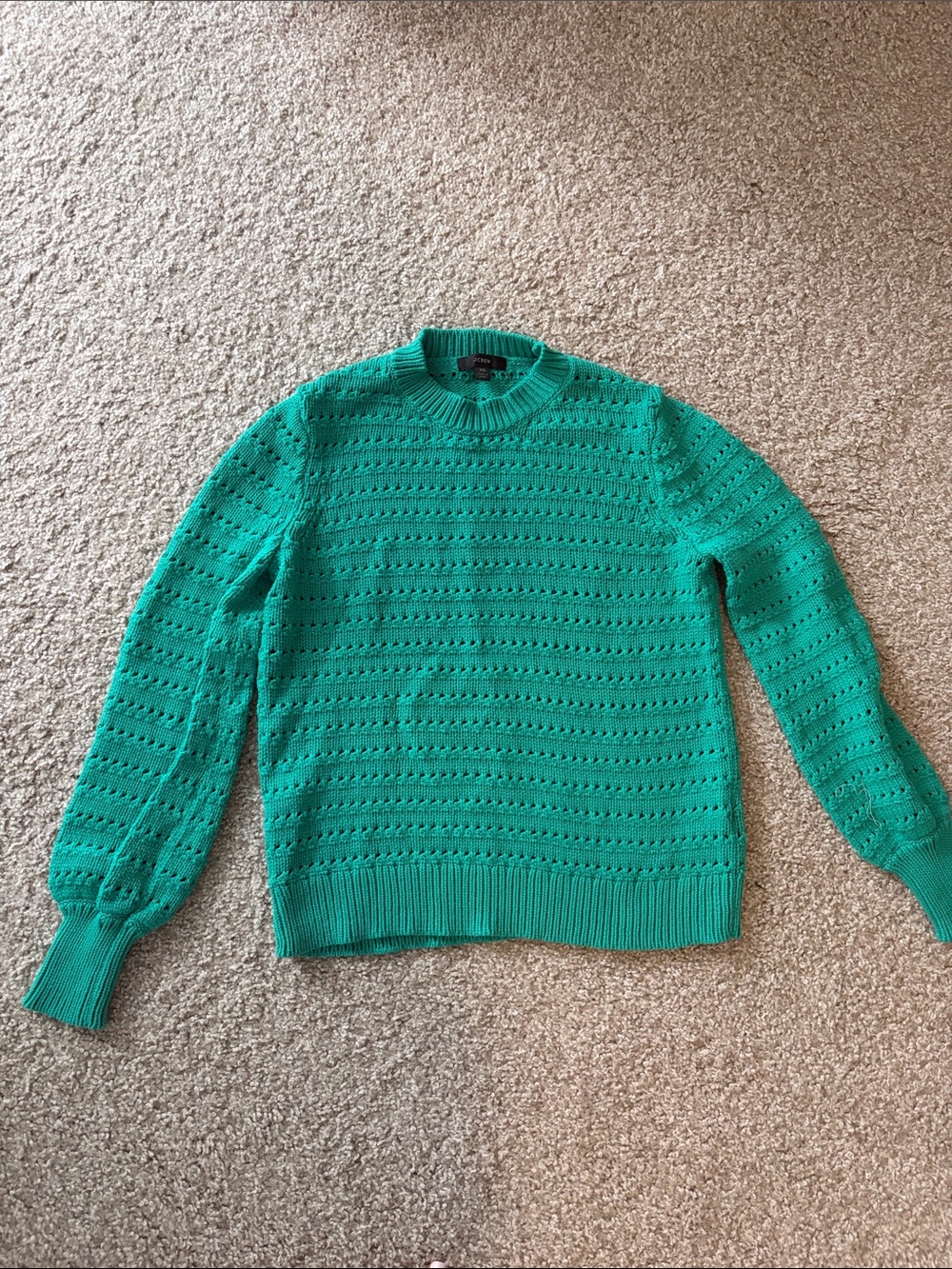 J. Crew Open-Weave Crewneck Sweater in Teal